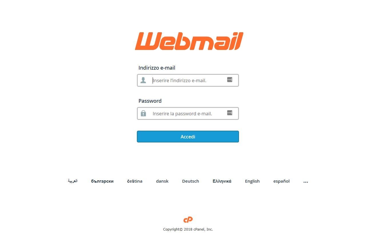Interfaccia di accesso alla webmail.